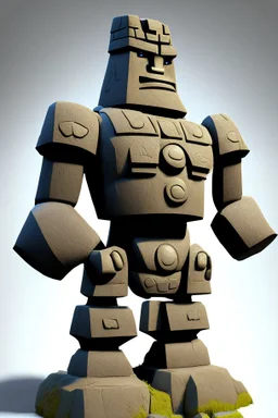 moai easter island golem robot with arms