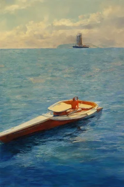 on a boat, in the style of Man Ray