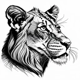 disegno clipart, bianco e nero leonessa