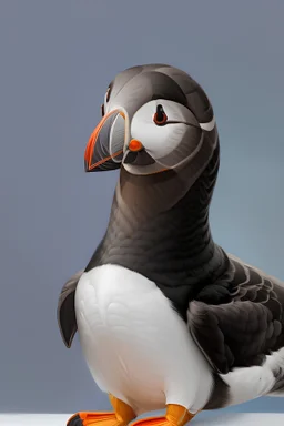 realistic detailed painting of a puffin bird on a white background.