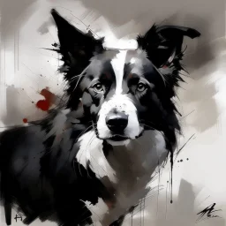 Border collie with gentle expression in the style of Willem Haenraets, Yoji Shinkawa, Guy Denning, Florian Nicolle