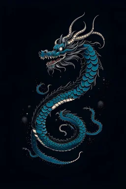 tall blue elegant chinese dragon chasing the pearl and soaring through the air without wings dark scarlet background