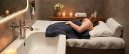 sossage sleeping in bathroom