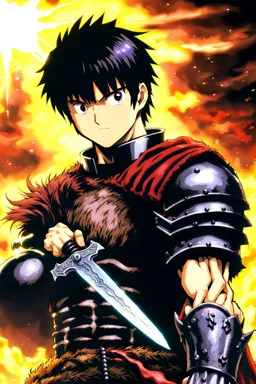 Guts from Berserk holds Caska