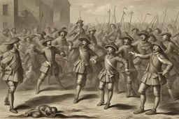 soldats anglais qui crient année 1669