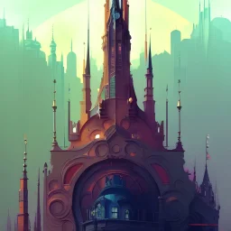 Skyline magic,Beaux Arts architecture,detailed facades,Book illustration by Gediminas Pranckevičius, Jean Baptiste Monge, Brian Kesinger, Anton fadeev, Kilian Eng, strong lines, high contrast vibrant colors, highly detailed, 16k resolution, trending on behance