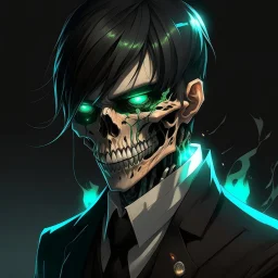 man, half-elf, young, noble, suit, skull mask covers half of the face, pale skin color