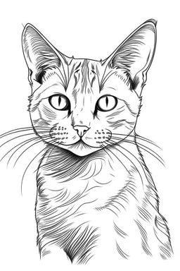 coloring image of cat white background