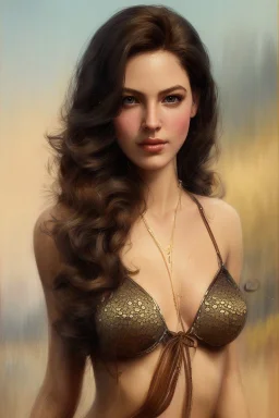 art by Ralph Horsley, masterpiece, portrait of a young eropean woman, aristocratic beautiful woman, beautiful face, perfect symmetric eyes, proportional face, waist-length, brown-haired, beautiful face. brown eyes, sparkling eyes, as realistic as possible, detailed portrait, watercolor sketch in the style of Marc Silvestri and Jody Bergsma, consistent approach, fine details, saturated paper, atmospheric, bright tones