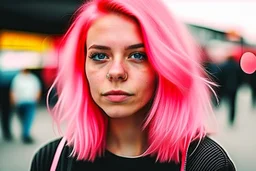 woman with pink hair