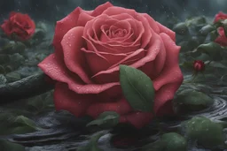 One rose and snakes around itin 8k anime artstyle , close picture, rain, intricate details, highly detailed, high details, detailed portrait, masterpiece,ultra detailed, ultra quality