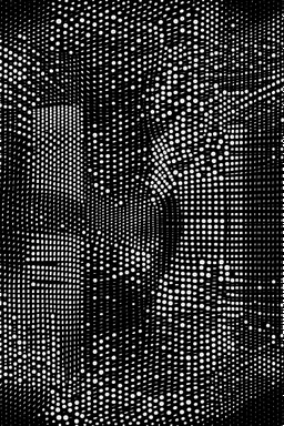 SQUARE GRID ABSTRACT LINES AND DOTS DANCING STYLE OF HIROKU OGAI