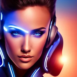 cyberblue, head, woman, portrai, tron