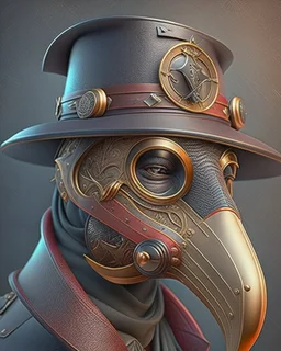 Best quality, masterpiece, ultra high definition,Futuristic, Plague doctor mask, Comic style