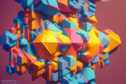 3D colorful geometric installation, simplistic, studio lighting, C4D, 16k, Behance, Artstation, centered, top down camera, vibrant