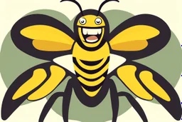 charicature of wasp with giant human teeth with a perfect smile