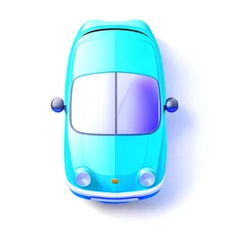cartoon car, top view, white background, detailed