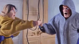 cable repair man threatens woman at home in house coat