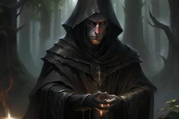 cloaked and dark hooded sorcerer