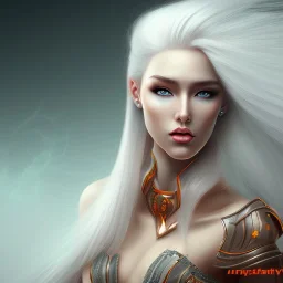 fantasy setting, woman, orange-and-white hair