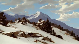 mountain slope in snow by poussin