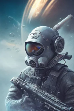 diver like a nightman,with the gun,hi quality detail,hi quality textures,cinematic,realistic,aggressive,cosmic