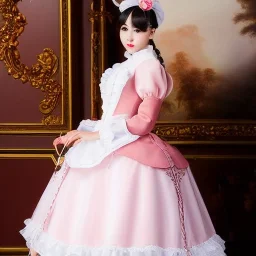 Full body portrait, painting, medium shot lady ClassicLolita