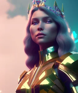 A portrait of a crystalised queen, atmospheric, realistic, unreal engine, cinematic lighting, octane render.