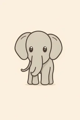 a simple of a cute elephant, in a drawing style