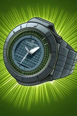 Produce a lifelike illustration of a solar-powered beater watch, showcasing its eco-friendly features and functionality in various lighting conditions."
