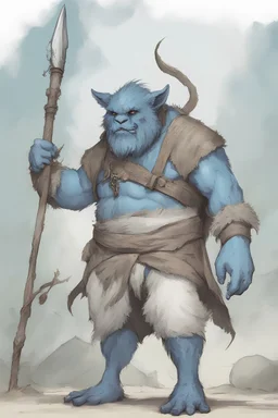 Dnd a bugbear with white fur and a blue nose