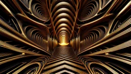 a 3d fractal stage structre made of metallic color 3d structures, pertty artistc background