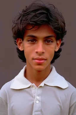 Appearance: Ari has a mixed-race skin tone with a light brown complexion. He has dark hair in a page boy haircut, and his hair length could be somewhere in-between long and short. His face is thin with high cheekbones and gray eyes that are often full of emotion. He stands at around 5 feet 7 inches tall, with a lean build that suggests he doesn't engage in a lot of physical activity. He is of average attractiveness with a boyish face.