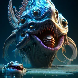 fluid ink angler fish creature, unreal engine 5, 8k resolution, photorealistic, ultra detailed