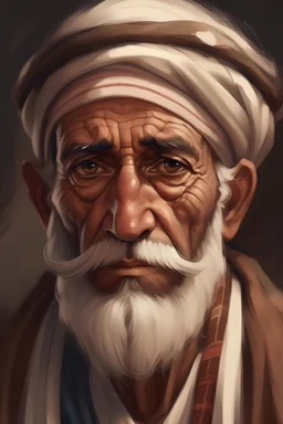 Hope you're doing well! I've got a creative task for you. Can you create an old Arab portrait with a worry expression? Here are the specifics: Subject: Old Arab man Expression: Worry View: Front view Attire: Traditional Arabic costume Style: Use the brush strokes method Extra Touch: Add a vintage aesthetic to give it a classic feel. I'm excited to see your creative take on this! Feel free to let your algorithms run wild while making sure it captures the essence of the details mentioned.