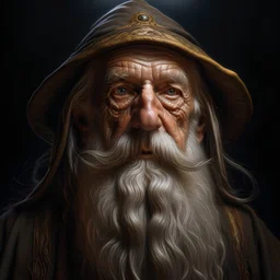 evil wizard, old man, beard, hyperrealism, many details