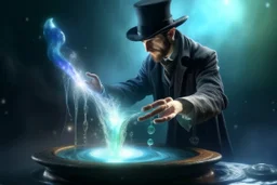 Magier lerling mit wasser magie ein tennager in einer Fantesy weld