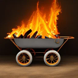 Wheelbarrow on fire