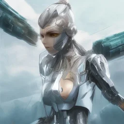 beautiful smooth realistic Japanese robogirl robot body, run, cat aye, extremely sharp detail, finely tuned detail, ultra high definition, 8 k, unreal engine 5, ultra sharp focus, accurate sword wings