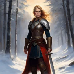 [art by August Malmström] in the heart of the village, shield in hand and sword at the ready, Astrid stood tall. Her hair, the color of flames, whipped around her face in the icy wind, adding to her fierce appearance. The sound of war cries and clashing of weapons filled the air as the enemy approached. Astrid's eyes blazed with determination as she prepared to defend her people.She was not just a shieldmaiden; she was the shieldmaiden. Known throughout the land for her unmatched skill in battle