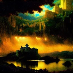 Drawing of 'Medieval Romanian Castle',bats,mountain,lake,Storm,lighting by gaston bussiere, greg rutkowski, yoji shinkawa, yoshitaka amano, tsutomu nihei, donato giancola, tim hildebrandt, oil on canvas, cinematic composition, extreme detail,fit full head inside picture,16k