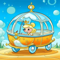 Burger is a cartoon character sitting in Cinderella's carriage