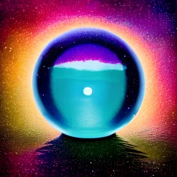 melted crayon drawing of universe inside a crystal ball, 8k resolution, high-quality, fine-detail, muted colors,intricate, digital art, detailed matte, volumetric lighting, illustration, octane render, Kristina Nelson,Brenna Miller, Jane Davenport, Jeffrey Robert