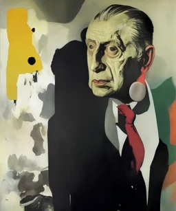 Portrait of Georges Bataille，minimalism,surrealism,Painting By Adrian Ghenie,Salvador Dali ,Lucian Freud，Rene Magritte