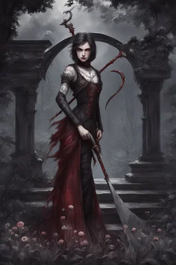 Dahlia arrived with her scythe at the cemetery, told the taxi driver to wait, and went to find her target. Azazel was waiting for her, at the very end of the cemetery. Dahlia had not seen Azazel for long, maybe two or three centuries, but she remembered how perverted and violent he could be. She ensured her grasp on her scythe, and started to walk to him, step after step. Dahlia wondered how many hellhounds he could have with him.