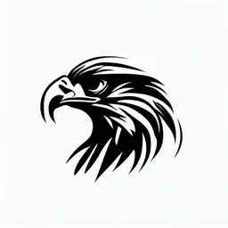 A simple black logo of an eagle, vectorized, white background