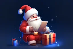 Cute سانتا كلوز يقوم بايصال الهدايا عن طريق google mab في الهاتف المحمول