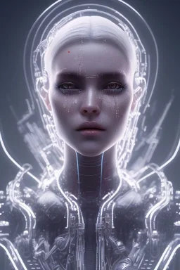 cyberpunk, head, women, portrai, face cry, eye tears, tron, cyborg, robot, cyborg, white hair, seven , perfekt, real, dream, hr giger