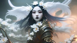beautiful Gothic Asian flower witch, 8k, high quality, trending art, trending on artstation, sharp focus, studio photo, intricate details, highly detailed, by greg rutkowski