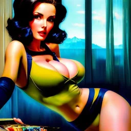 Drawing of beautiful face,'beautiful,Busty fit Sexy Vault Woman- Fallout 4 ',intense stare, ancient blue skintight suit, balanciaga fashion clothe painting by gaston bussiere, greg rutkowski, yoji shinkawa, yoshitaka amano, tsutomu nihei, donato giancola, tim hildebrandt,KyuYong Eom,Ren Wei Pan Oil on canvas, cinematic composition, extreme detail,fit full head inside picture,16k